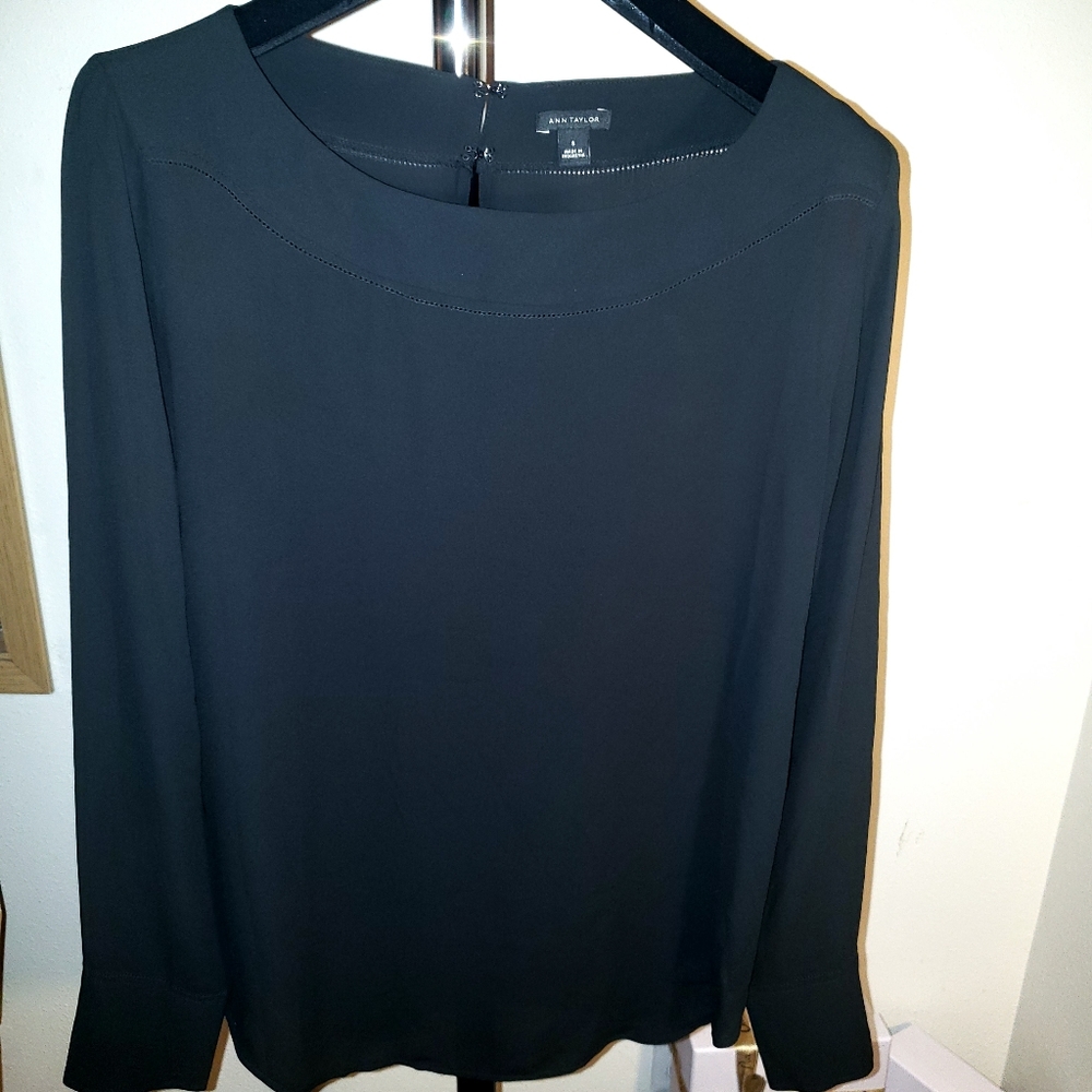 NWOT Ann Taylor black long sleeve shirt small